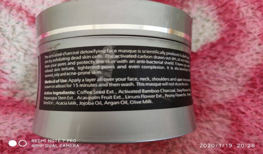 Ingredients Of the Jovees Charcoal Face Mask 